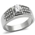 thumbnail image 1 of Men High Polished Stainless Steel Ring with AAA Grade CZ in Clear - Size 13, 1 of 1