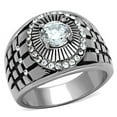 thumbnail image 1 of Men High Polished Stainless Steel Ring with AAA Grade CZ in Clear - Size 13, 1 of 1