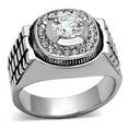 thumbnail image 1 of Men High Polished Stainless Steel Ring with AAA Grade CZ in Clear - Size 8, 1 of 1