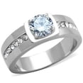 thumbnail image 1 of Men High Polished Stainless Steel Ring with AAA Grade CZ in Clear - Size 9, 1 of 1