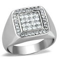 thumbnail image 1 of Men High Polished Stainless Steel Ring with AAA Grade CZ in Clear - Size 9, 1 of 1