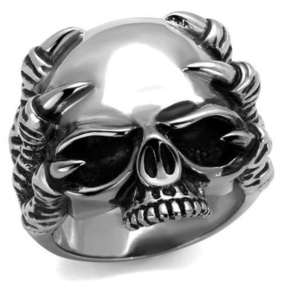 Men High Polished Stainless Steel Ring with Epoxy in Jet - Size 12