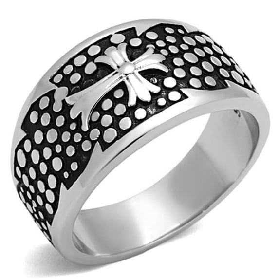 Men High Polished Stainless Steel Ring with Epoxy in Jet - Size 8