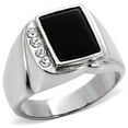 thumbnail image 1 of Men High Polished Stainless Steel Ring with Semi-Precious in Jet - Size 12, 1 of 1
