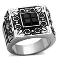 thumbnail image 1 of Men High Polished Stainless Steel Ring with Synthetic in Jet - Size 11, 1 of 1