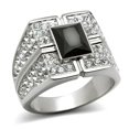 thumbnail image 1 of Men High Polished Stainless Steel Ring with Synthetic in Jet - Size 12, 1 of 1