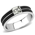 thumbnail image 1 of Men High Polished Stainless Steel Ring with Top Grade Crystal in Black Diamond - Size 9, 1 of 1