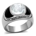 thumbnail image 1 of Men High Polished Stainless Steel Ring with Top Grade Crystal in Clear - Size 10, 1 of 1