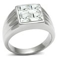 thumbnail image 1 of Men High Polished Stainless Steel Ring with Top Grade Crystal in Clear - Size 10, 1 of 1