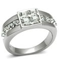 thumbnail image 1 of Men High Polished Stainless Steel Ring with Top Grade Crystal in Clear - Size 11, 1 of 1