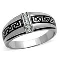 thumbnail image 1 of Men High Polished Stainless Steel Ring with Top Grade Crystal in Clear - Size 11, 1 of 1