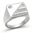 thumbnail image 1 of Men High Polished Stainless Steel Ring with Top Grade Crystal in Clear - Size 12, 1 of 1