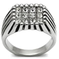 thumbnail image 1 of Men High Polished Stainless Steel Ring with Top Grade Crystal in Clear - Size 12, 1 of 1