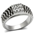 thumbnail image 1 of Men High Polished Stainless Steel Ring with Top Grade Crystal in Clear - Size 13, 1 of 1