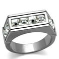 thumbnail image 1 of Men High Polished Stainless Steel Ring with Top Grade Crystal in Clear - Size 8, 1 of 1