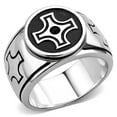 thumbnail image 1 of Men High Polished Stainless Steel Ring with Top Grade Crystal in Jet - Size 11, 1 of 1