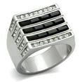 thumbnail image 1 of Men High Polished Stainless Steel Ring with Top Grade Crystal in Jet - Size 13, 1 of 1