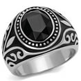 thumbnail image 1 of Men High Polished Stainless Steel Ring with Top Grade Crystal in Jet - Size 13, 1 of 1