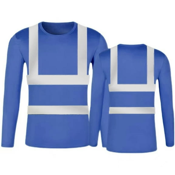 Men High Visibility Reflective Work T Shirt Long Sleeve Breathable Mesh Shirt