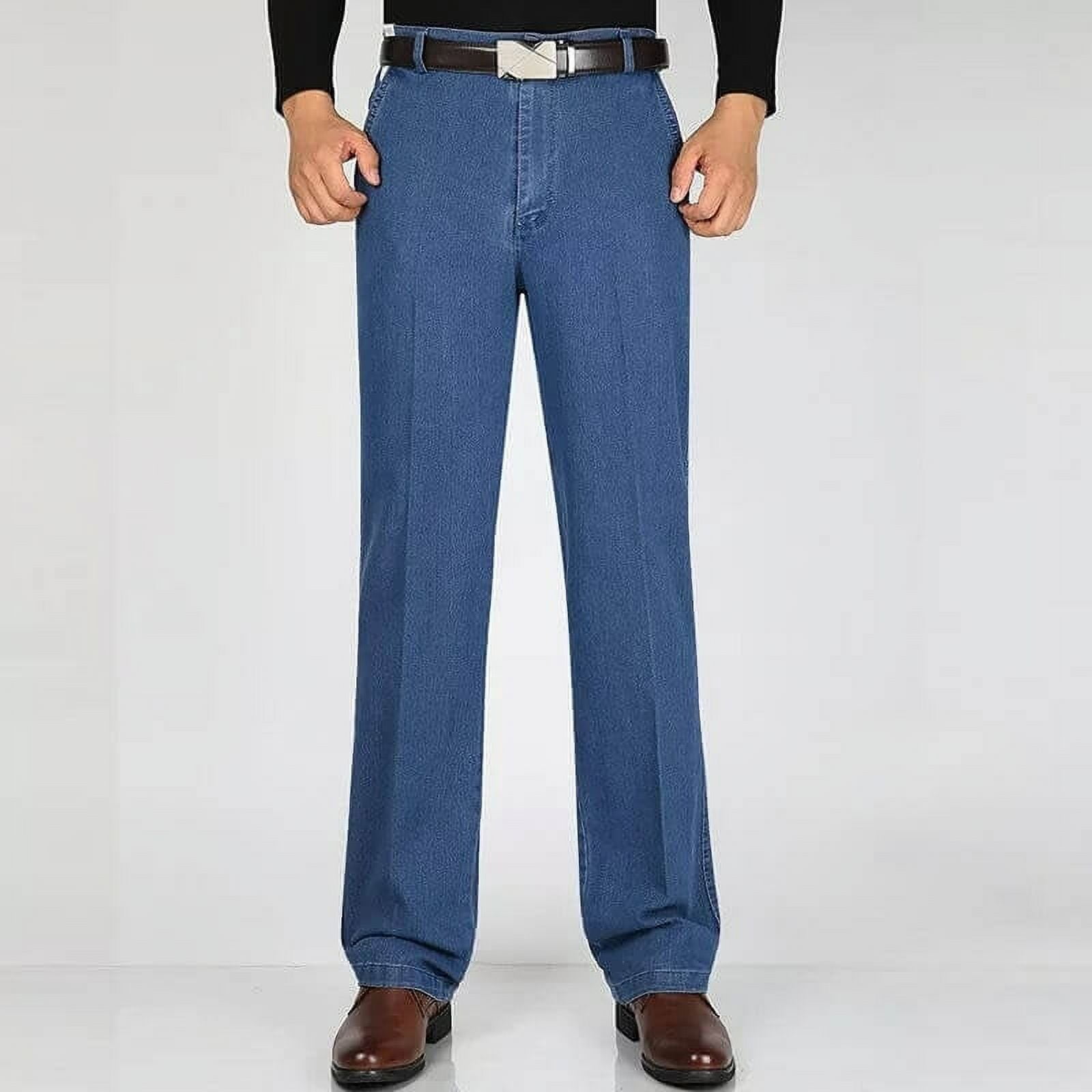 Men High Waist Straight Fit Stretch Jeans - Walmart.com