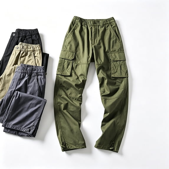 Men Hiking Cargo Work Pants Stretch Tapered Soft UPF50+ Multi Pocket Trousers S-XXL(1 piece)
