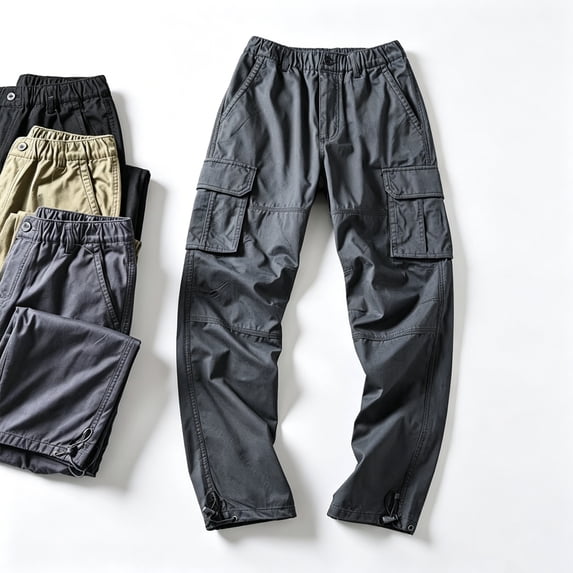Men Hiking Cargo Work Pants Stretch Tapered Soft UPF50+ Multi Pocket Trousers S-XXL(1 piece)