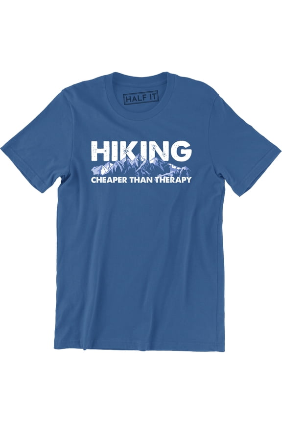 Men Hiking Cheaper Than Therapy Funny Camping Mountain Outdoor Summer T-Shirt