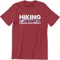 thumbnail image 1 of Men Hiking Cheaper Than Therapy Funny Camping Mountain Outdoor Summer T-Shirt, 1 of 4