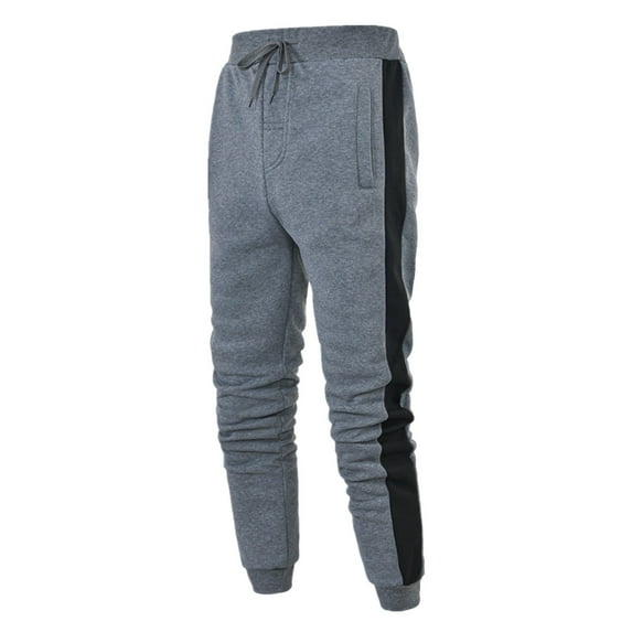 Men Hip Hop Pants Casual Spliced Solid Color Track Cuff Lace Up Workout Pants