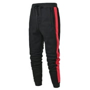 Men Hip Hop Pants Casual Spliced Solid Color Track Cuff Lace Up Workout Pants