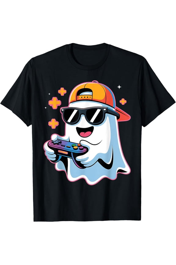Men Holiday Ghost Gamer Scary Costume Gaming Halloween T-Shirt, Size S-5XL