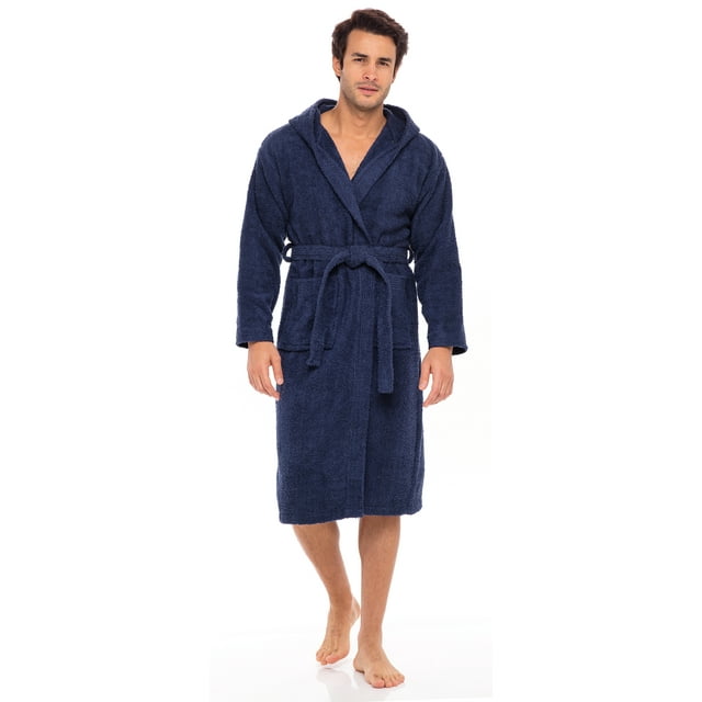 Men Hooded Bathrobe For Men 100 Cotton Terry Bathrobes with Hood Towel