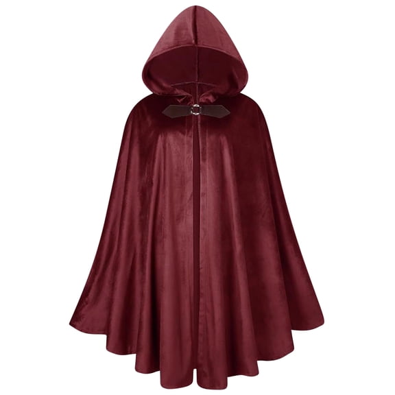 Men Hooded Cloak Velvet Victorian Capelet Medieval Renaissance Costume Hobbit Halloween Cape