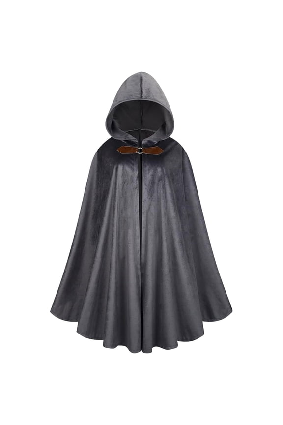 Men Hooded Cloak Velvet Victorian Capelet Medieval Renaissance Costume Hobbit Halloween Cape