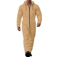 thumbnail image 1 of Men Hooded Long Sleeve Jumpsuit Full Zip Coverall with Multi Pockets for Workwear, 1 of 5