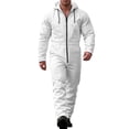 thumbnail image 1 of Men Hooded Long Sleeve Jumpsuit Full Zip Coverall with Multi Pockets for Workwear, 1 of 5