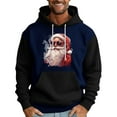 thumbnail image 1 of Men Hooded Sweatshirt Long Sleeve Pullover Santa Claus Graphic Print Casual Loose Fit Kangaroo Pocket Drawstring Design Black L, 1 of 5