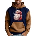 thumbnail image 1 of Men Hooded Sweatshirt Long Sleeve Pullover Santa Claus Graphic Print Casual Loose Fit Kangaroo Pocket Drawstring Design Coffee M, 1 of 5