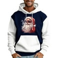 thumbnail image 1 of Men Hooded Sweatshirt Long Sleeve Pullover Santa Claus Graphic Print Casual Loose Fit Kangaroo Pocket Drawstring Design White XL, 1 of 5