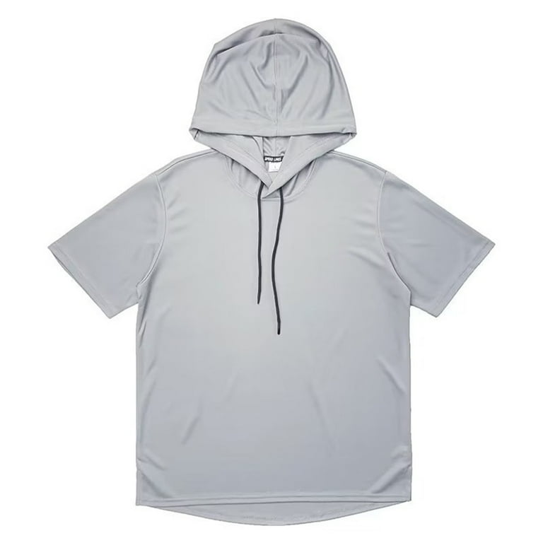Men Hooded T Shirt Thin Loose Solid Color Short Sleeve Hoodie Fashion Streetwear