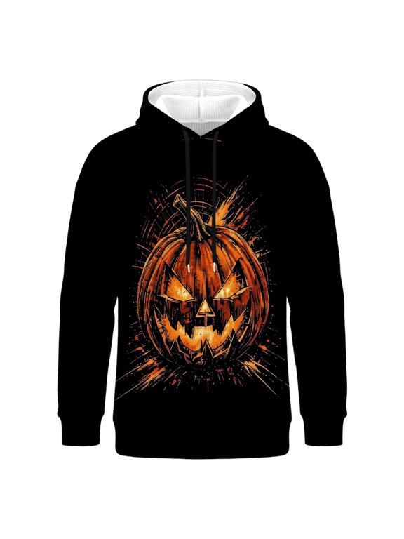Men Hoodie Halloween Hoodie for Men 3D Skeleton Rib Cage Spine Scary Pullover Hooded Sweatshirt Party Top Black S