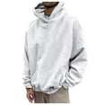 thumbnail image 1 of Men Hoodie Mens Solid Hoodies Pullover Fall Winter Casual Loose Sweatshirt Top Mens Sweatshirts White XL, 1 of 6
