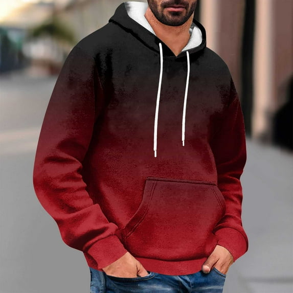 Men Hoodie Sweatshirt Loose Fashion Pullover Hoodie Casual Long Sleeve Hooded Sweatshirt with Pocket Red XXL(XXL)