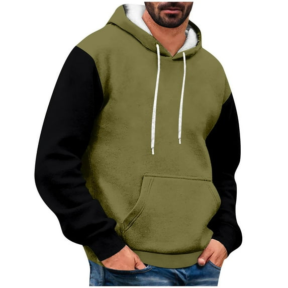 Men Hoodie Sweatshirt Men's Pullover Hoodies Color Block Long Sleeve Drawstring Casual Hooded Sweatshirts with Pockets Hoodie Sweaters for Men S-97 A-Green XXL