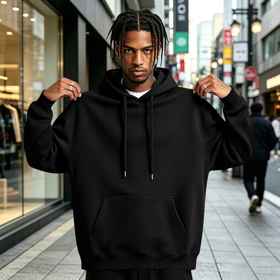 Men Hoodie Sweatshirt Pullover With Kangaroo Pocket Lightweight Casual Hooded Top Apparel For Spring Fall Wear