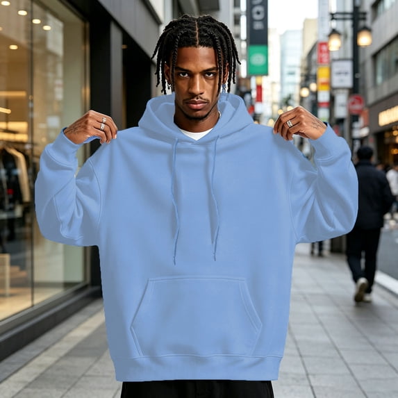 Men Hoodie Sweatshirt Pullover With Kangaroo Pocket Lightweight Casual Hooded Top Apparel For Spring Fall Wear