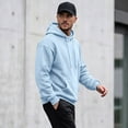 thumbnail image 1 of Men Hoodie Sweatshirt Pullover with Kangaroo Pocket Lightweight Casual Hooded Top Apparel for Spring Fall Wear Light Blue L, 1 of 6