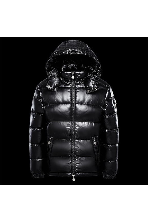 Men Hoodie Wool Padded Coat Large Size Lightweight Portable with Drawstring Bag for Outdoor Adventures and Traveling