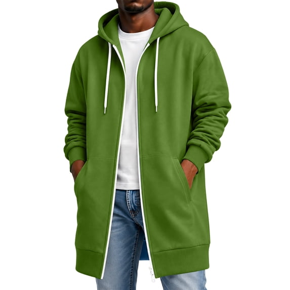 Men Hoodies Casual Long Sleeve Zip Up Hoodies Drawstring Fall Winter Fashion Sweatshirts with Pockets Green XXXXL