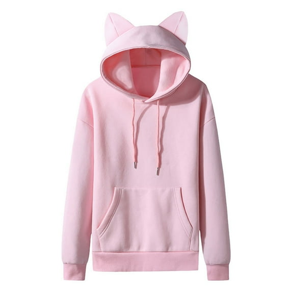 Men Hoodies Fall Winter Mens Cat Ear Hoodies Pullover Solid Sweatshirt Men's Sweatshirts RD2 L